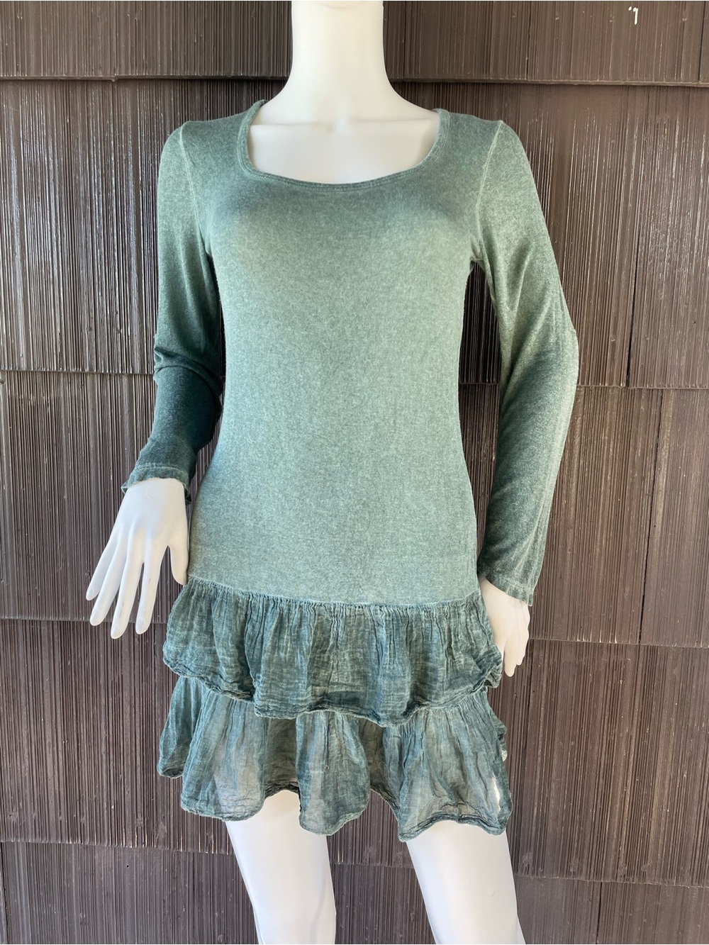 🔥Made In Italy Silk Viscose Green Ruffle Mini Skirt Fairy Boho Goblincore